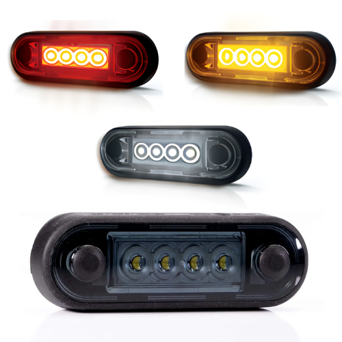 Fristom FT-073DARK Tinted 4 LED 12/24v Marker Light With Flat and Rounded Mounting Pads PN: FT-073DARK